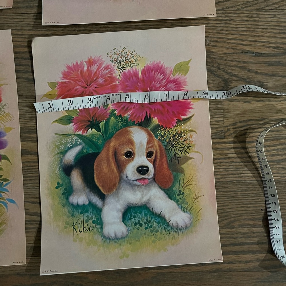 Vintage puppy artwork set of 4 - Picture 4 of 8